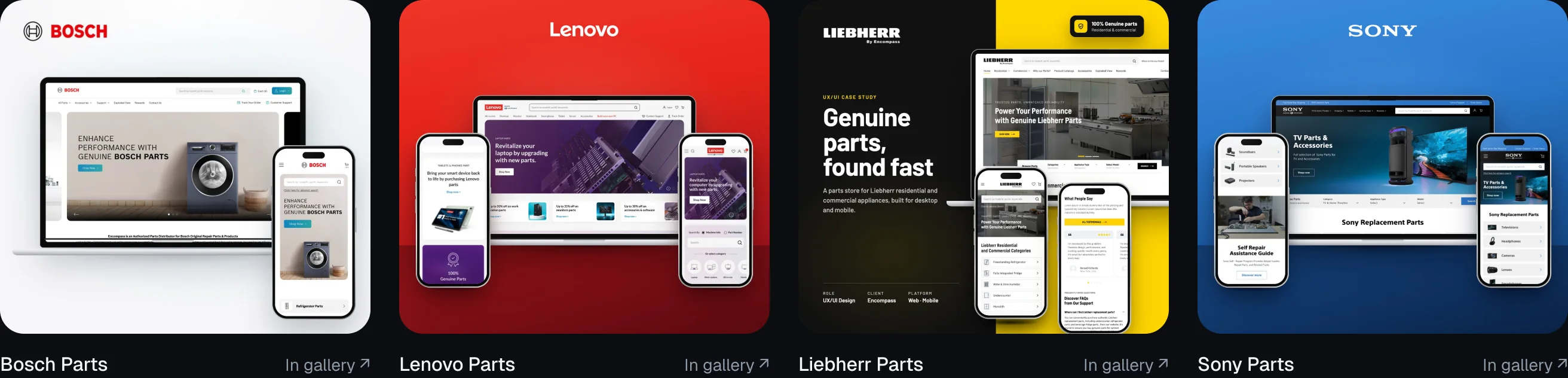The Bosch, Lenovo, Liebherr and Sony parts stores.