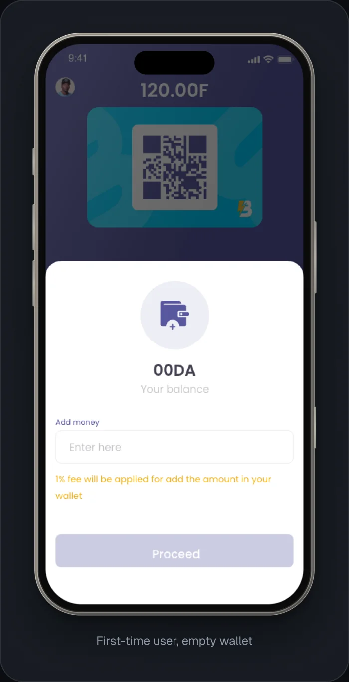 Edge-case screens: empty wallet and payment failed.