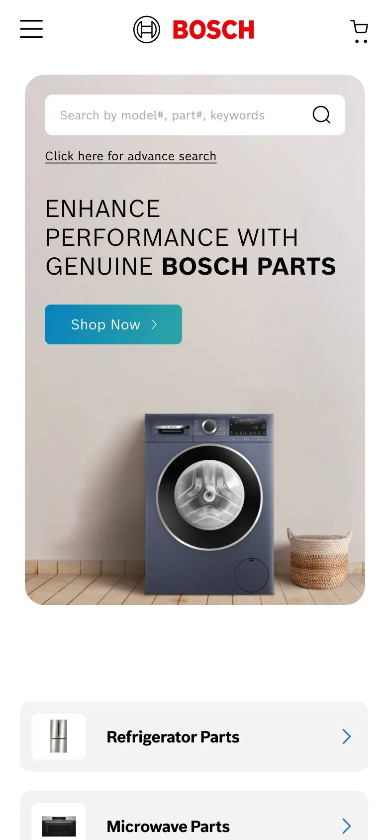 Bosch Parts — Homepage · mobile