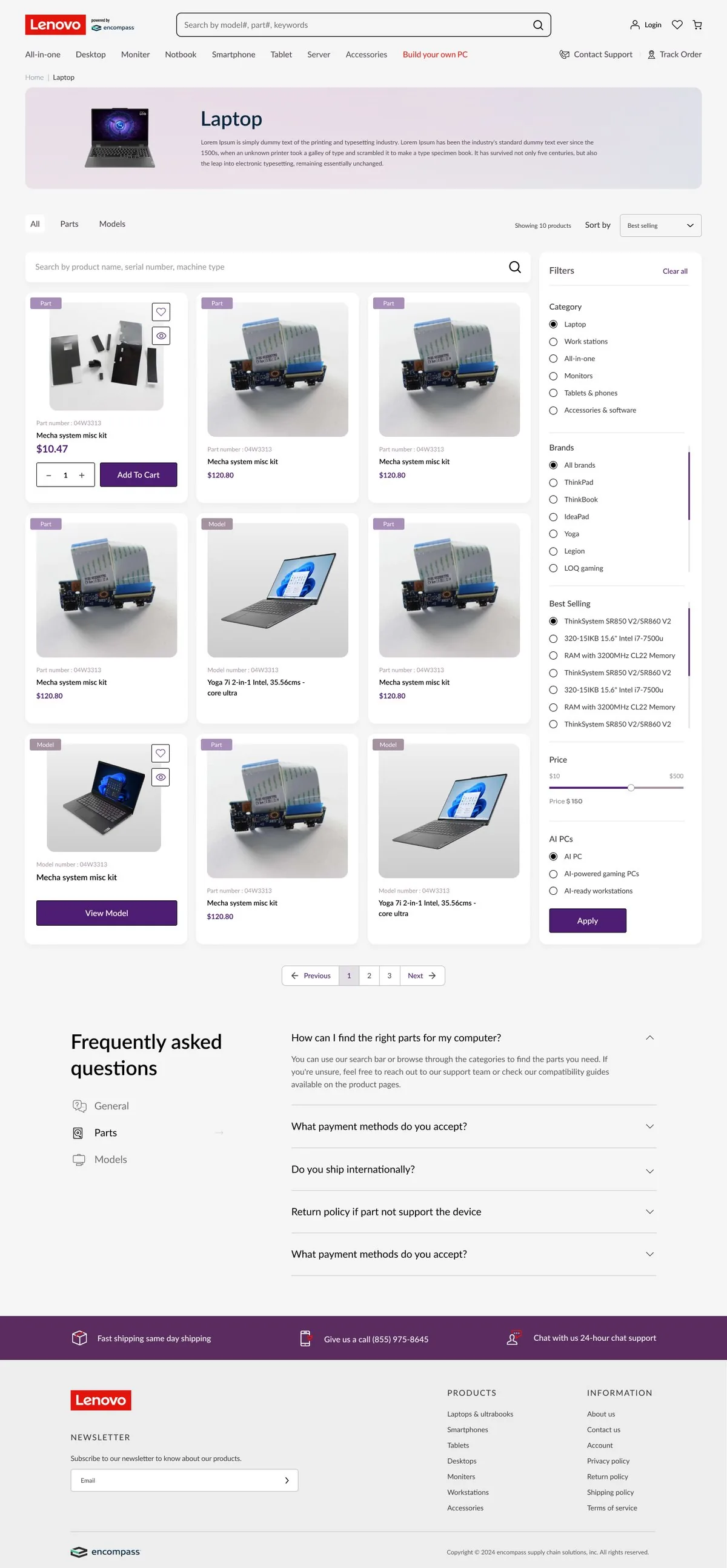 Lenovo Parts — Collection, full page