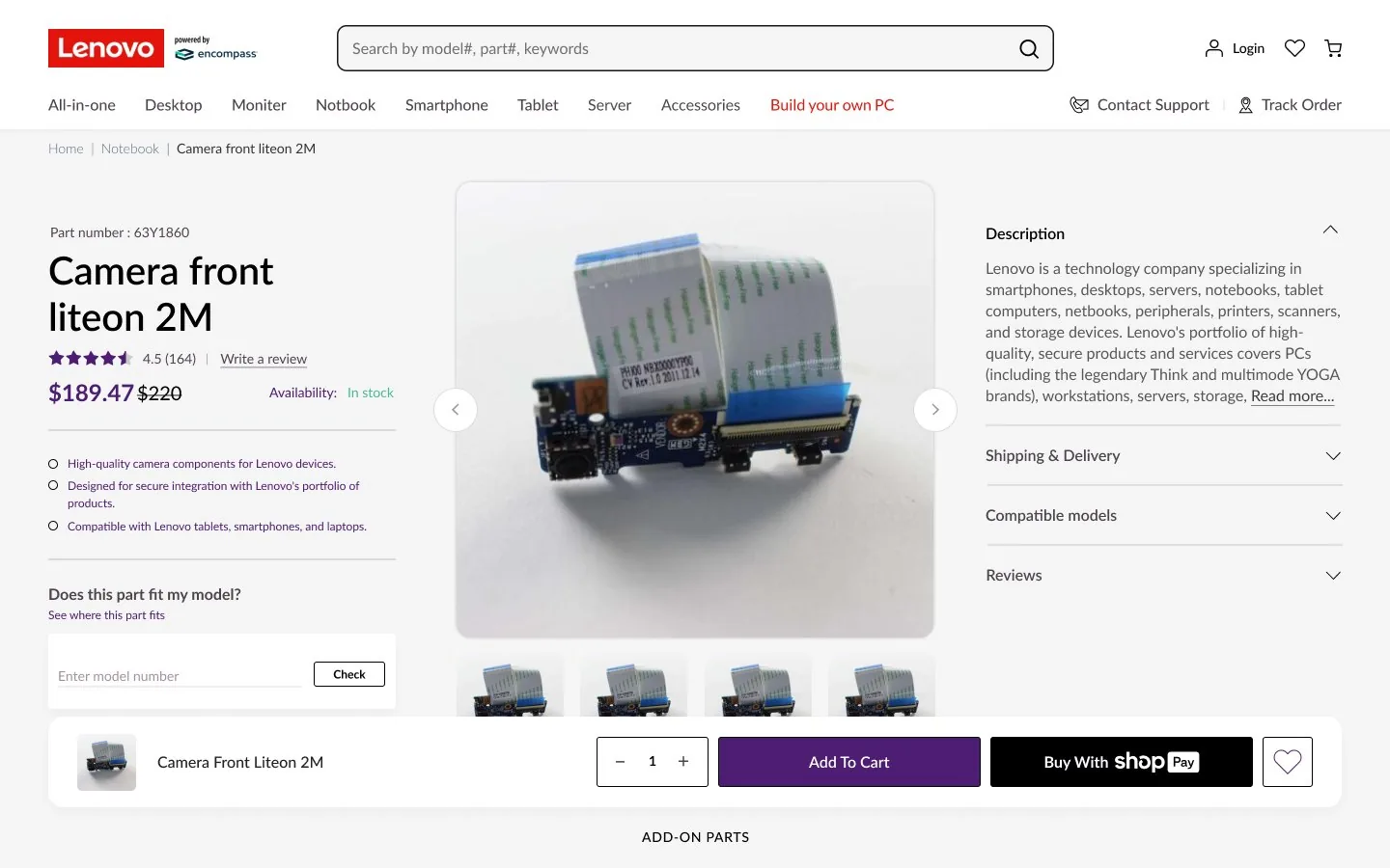 Lenovo Parts — Product page