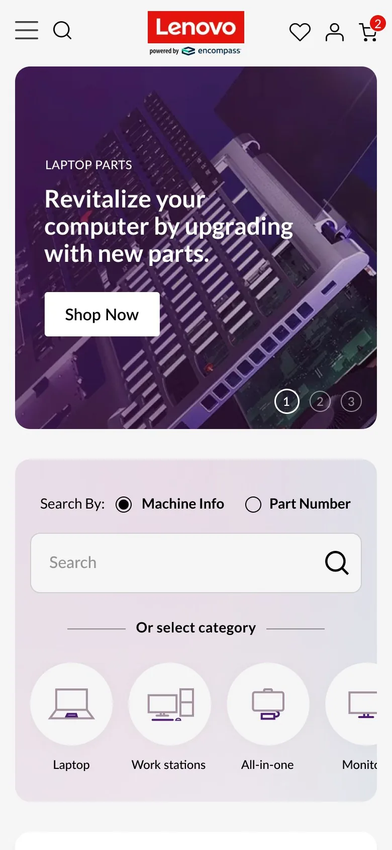 Lenovo Parts — Homepage · mobile