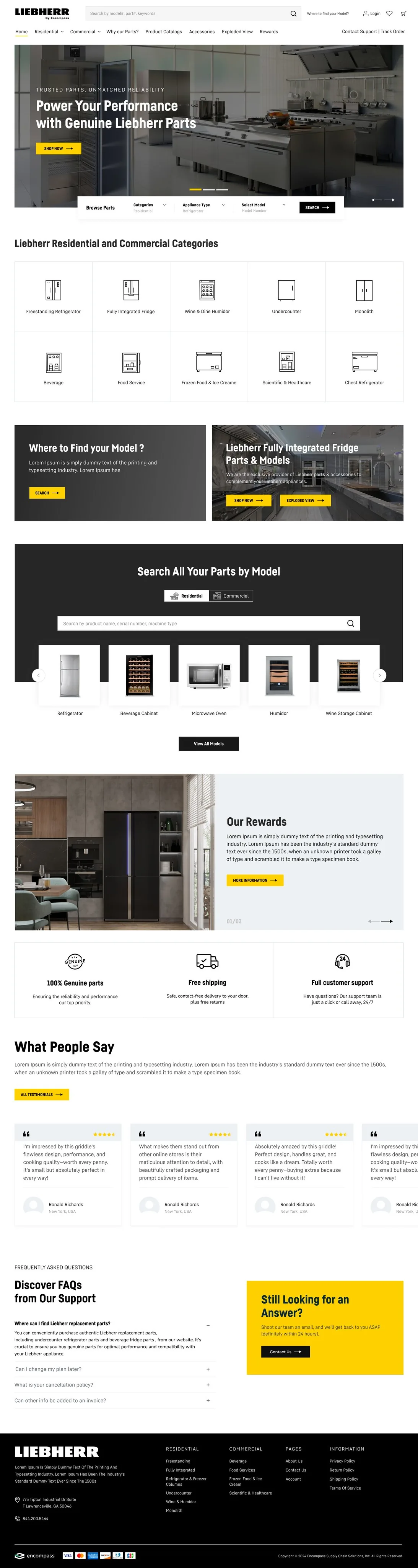Liebherr Parts — Homepage, full page