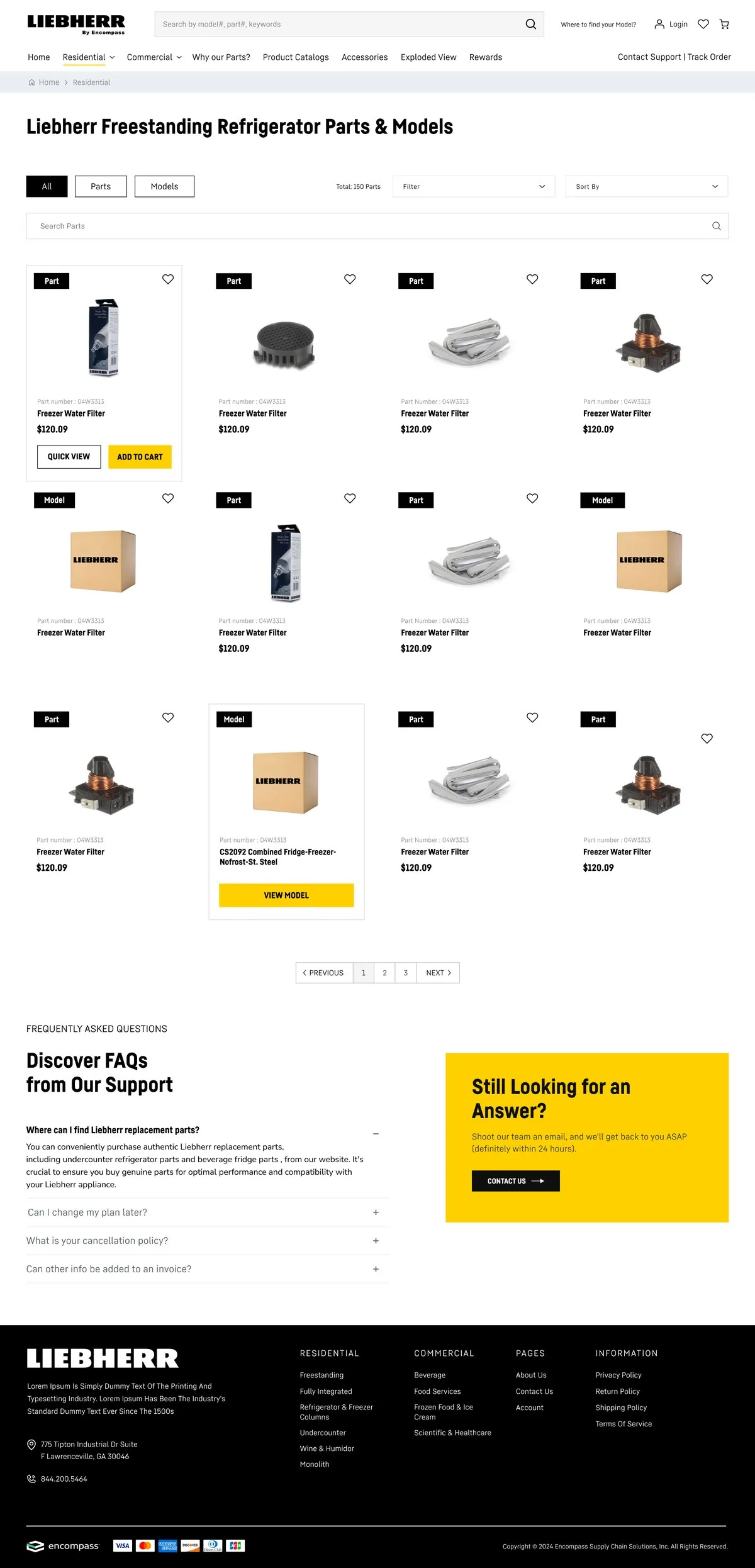 Liebherr Parts — Product listing · 4-up grid, full page