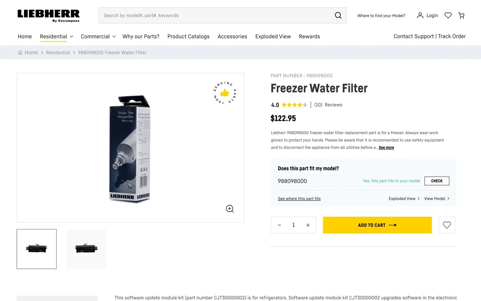 Liebherr Parts — Product page