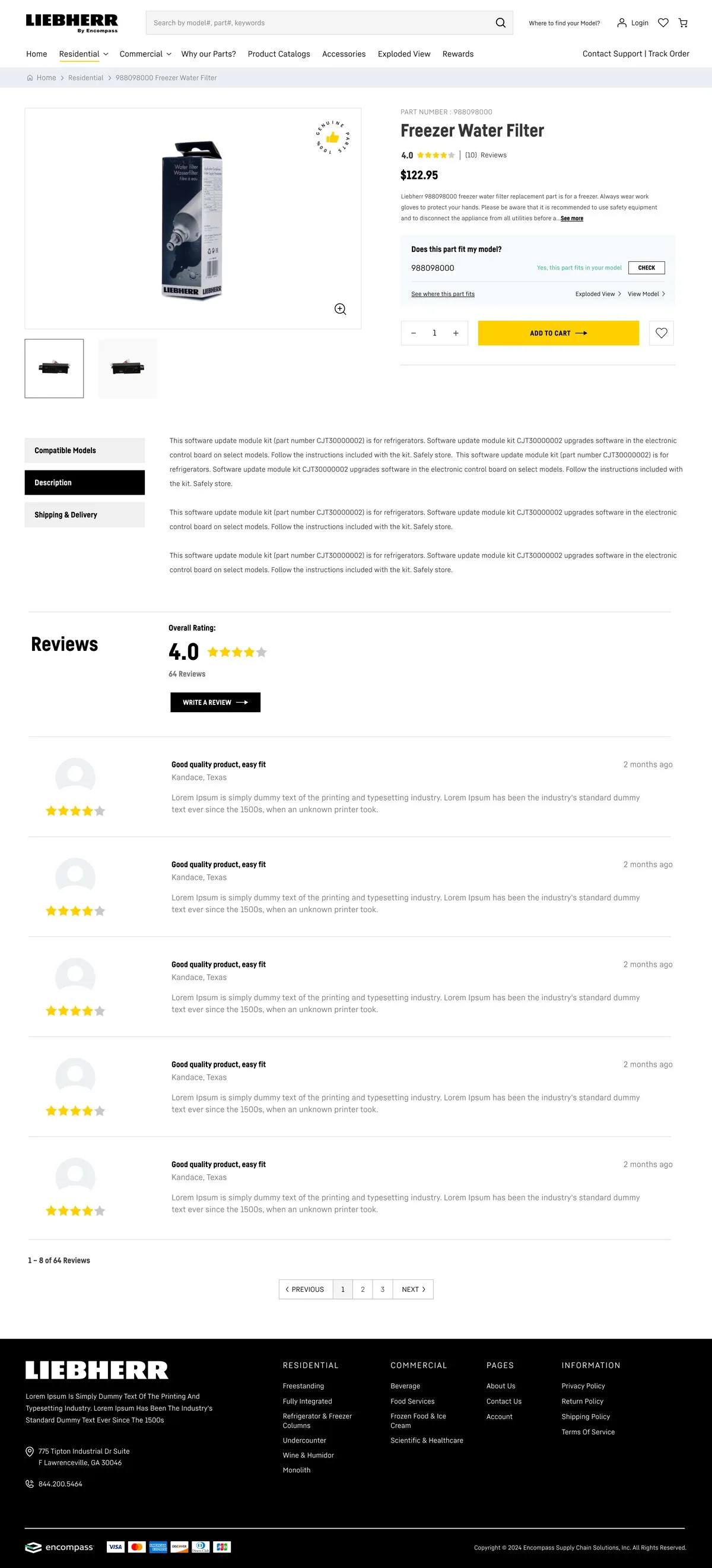 Liebherr Parts — Product page, full page
