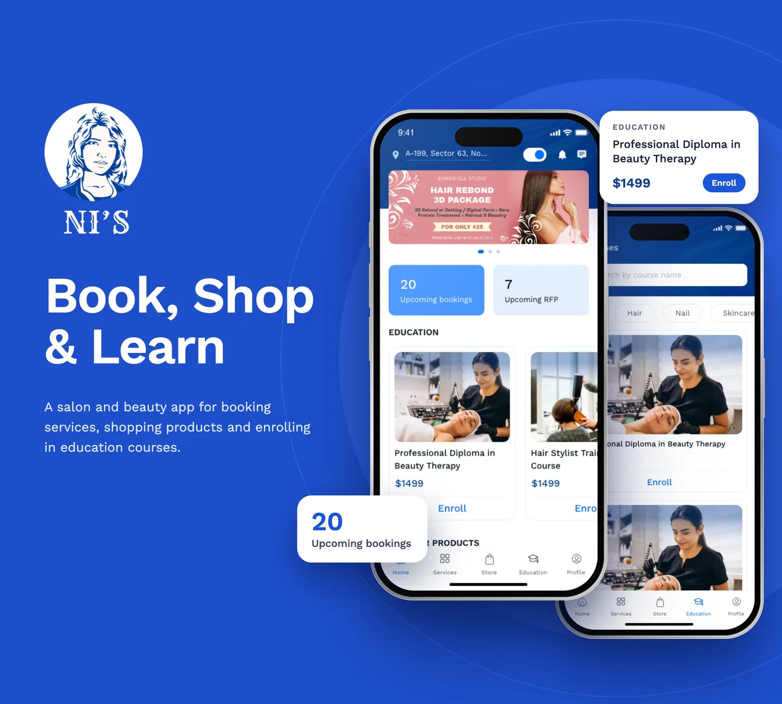 NI’S — Mobile app · Salon & beauty