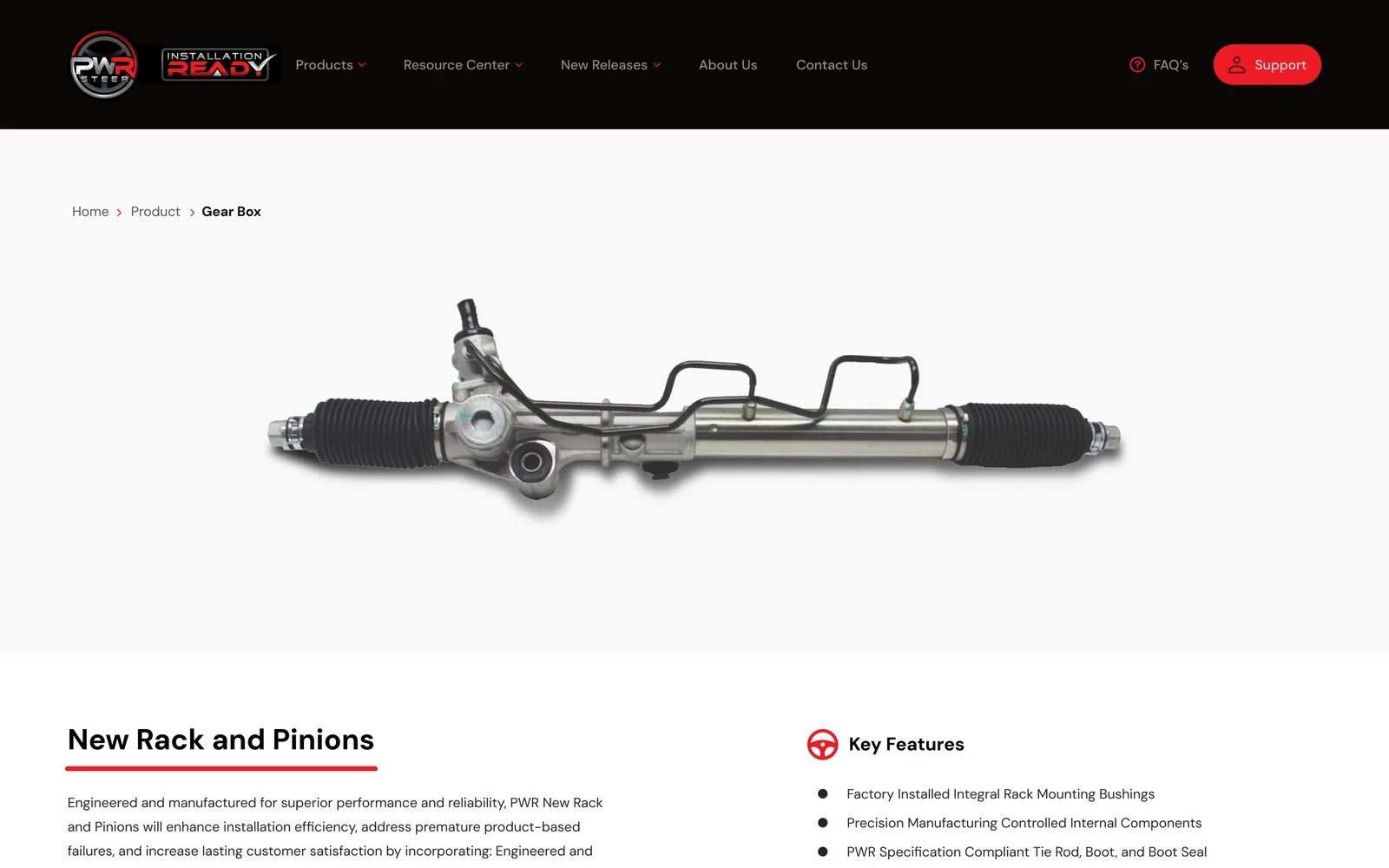 PWR Steer — Product page · rack & pinion