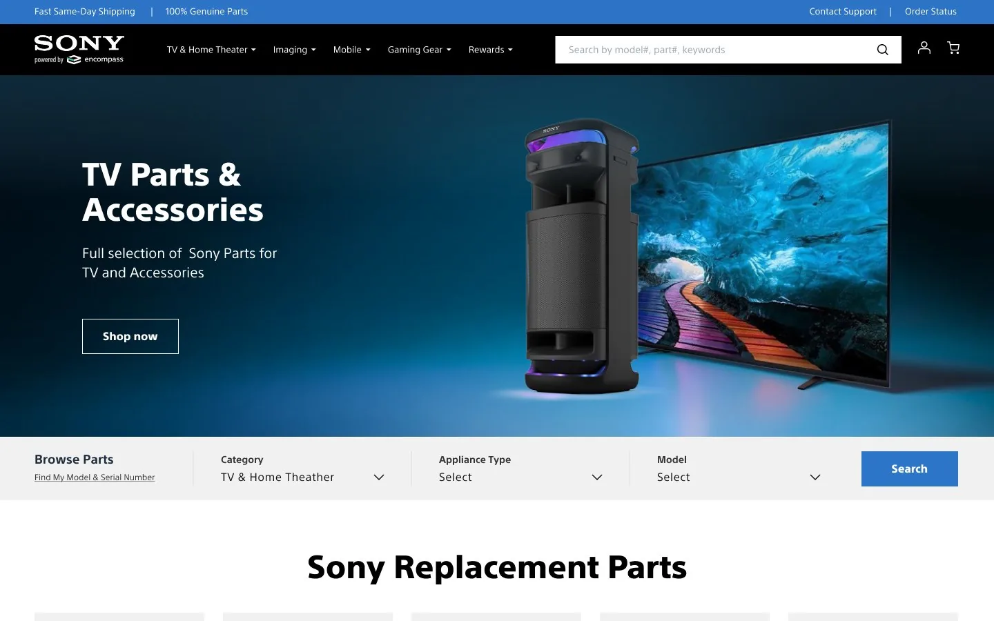 Sony Parts — Homepage