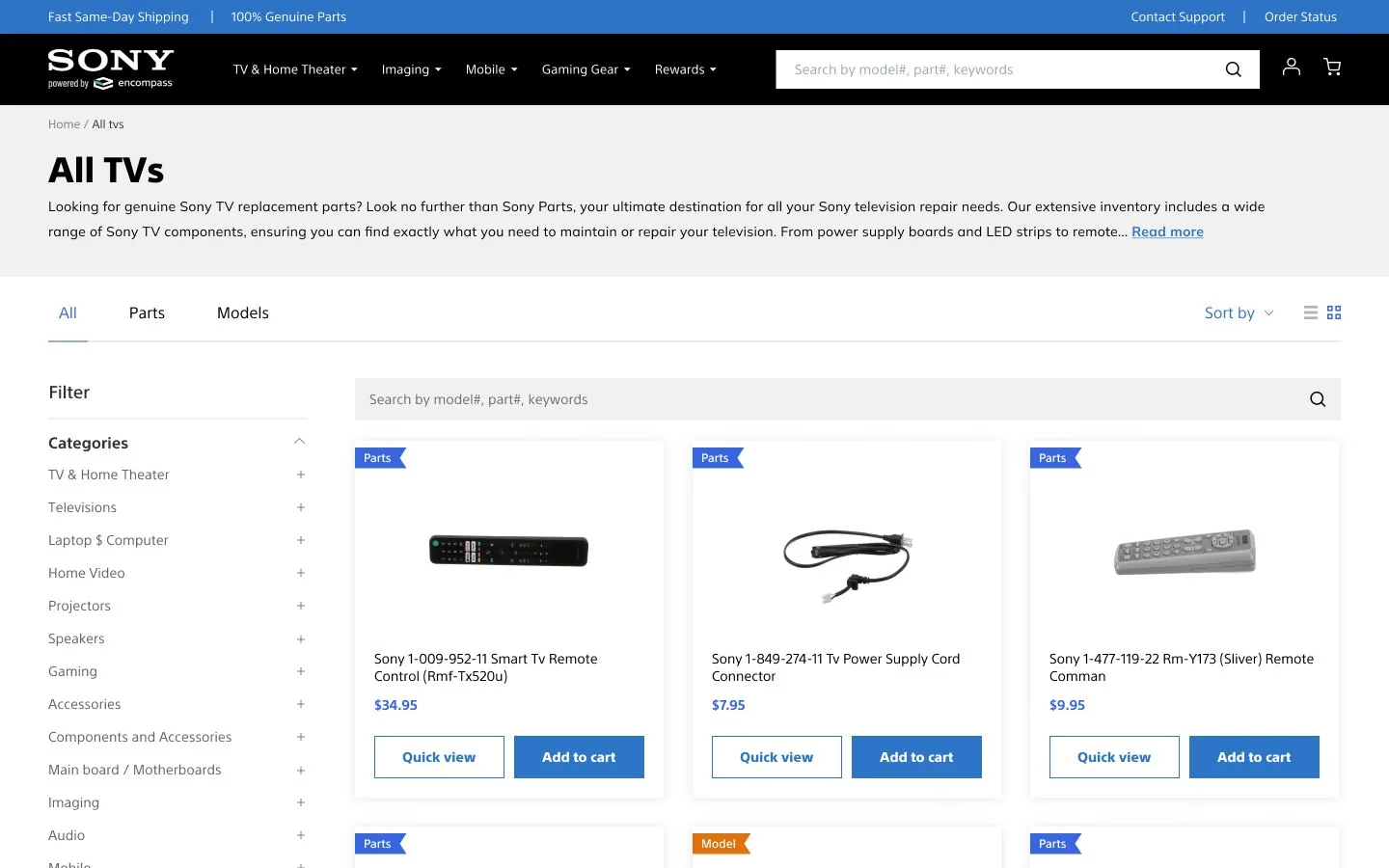 Sony Parts — Collection